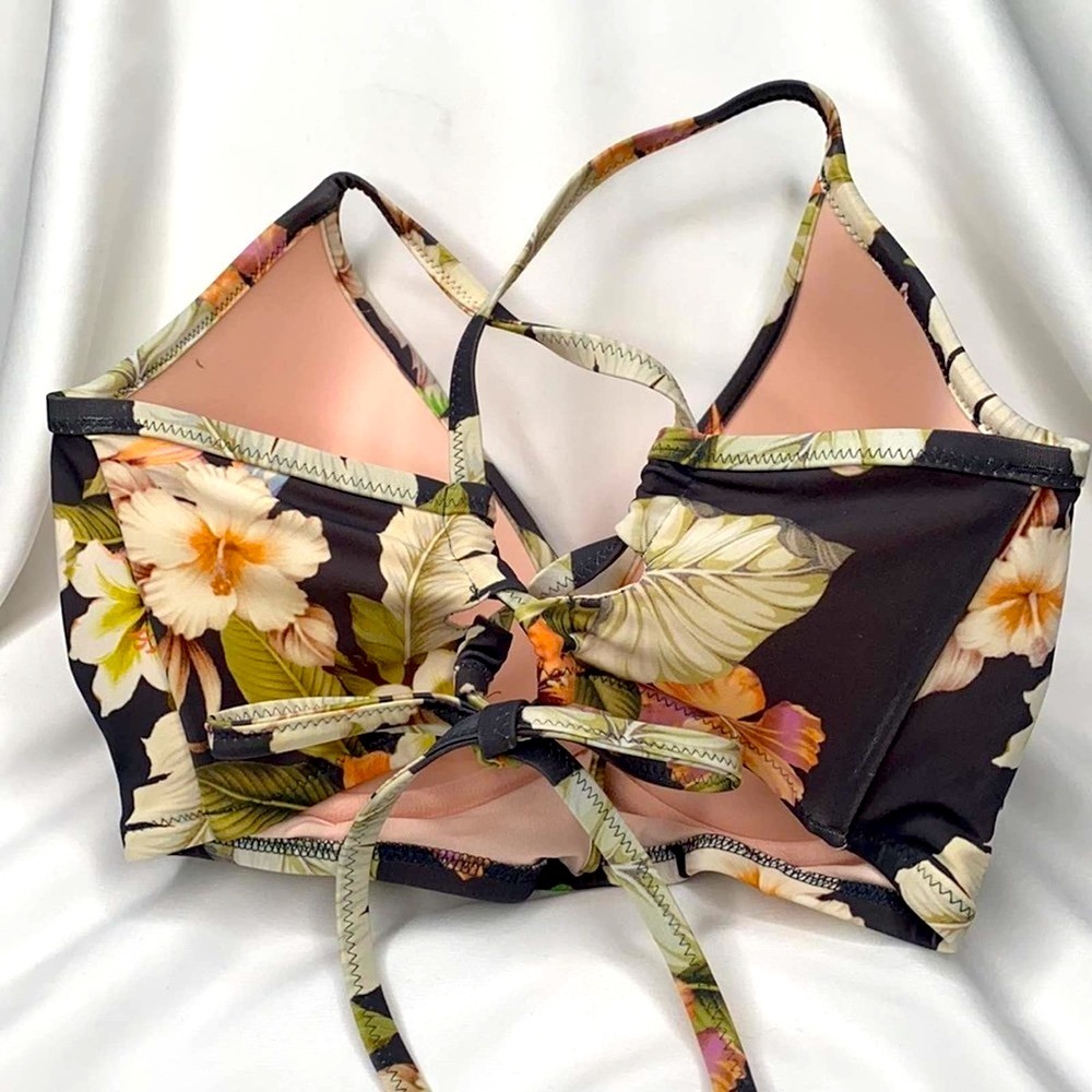 Shade & Shore Bikini Tropical Palms BOHO Ruching on Bottoms - Picture 2 of 6
